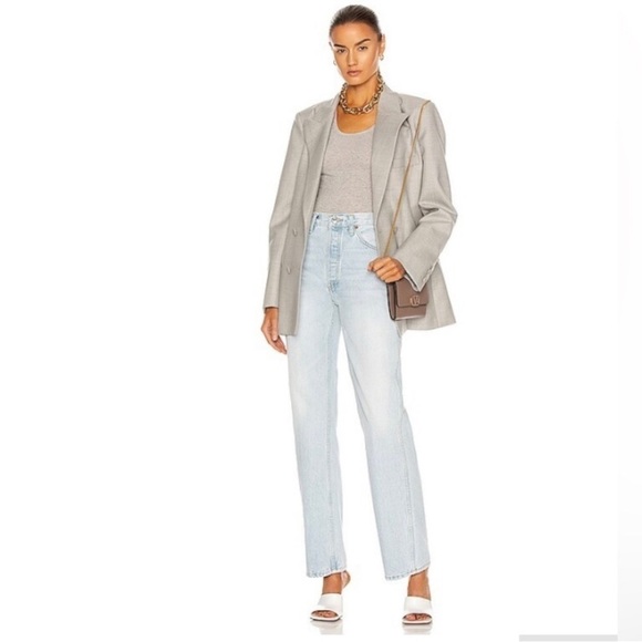 Re/Done 90s High Rise Wide Leg Loose Fit Button Fly Jeans in Rio Fade 27 Ankle - Picture 3 of 15